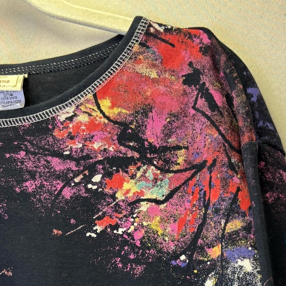 Jess And Jane Vintage Floral Poems Print  with Rhinestones 3/4 Sleeves Size 2X - Picture 4 of 7